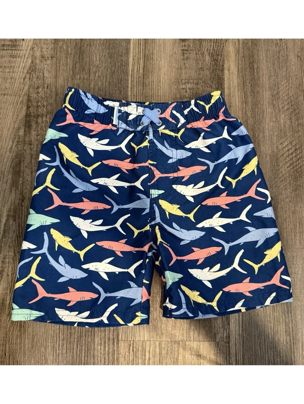 Rugged Butts Swim Trunks 4t Blue Shark Pattern Liner Shorts